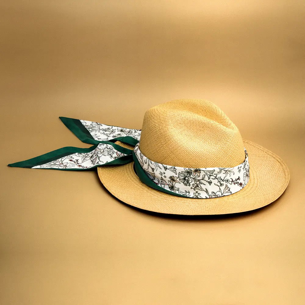 Lenço Twilly Floral Verde em Toque de Seda